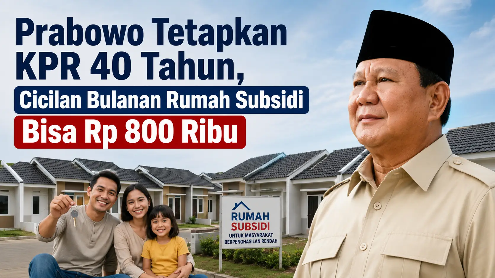 Prabowo Tetapkan KPR 40 Tahun, Cicilan Bulanan Rumah Subsidi Bisa Rp 800 Ribu